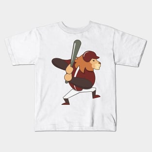 Lion at Baseball with Baseball bat Kids T-Shirt